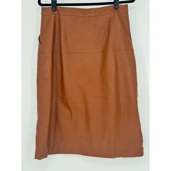 Aaron & Amber Womens L Vegan Faux Leather Skirt Button Front with Pockets NWT - Picture 2 of 4